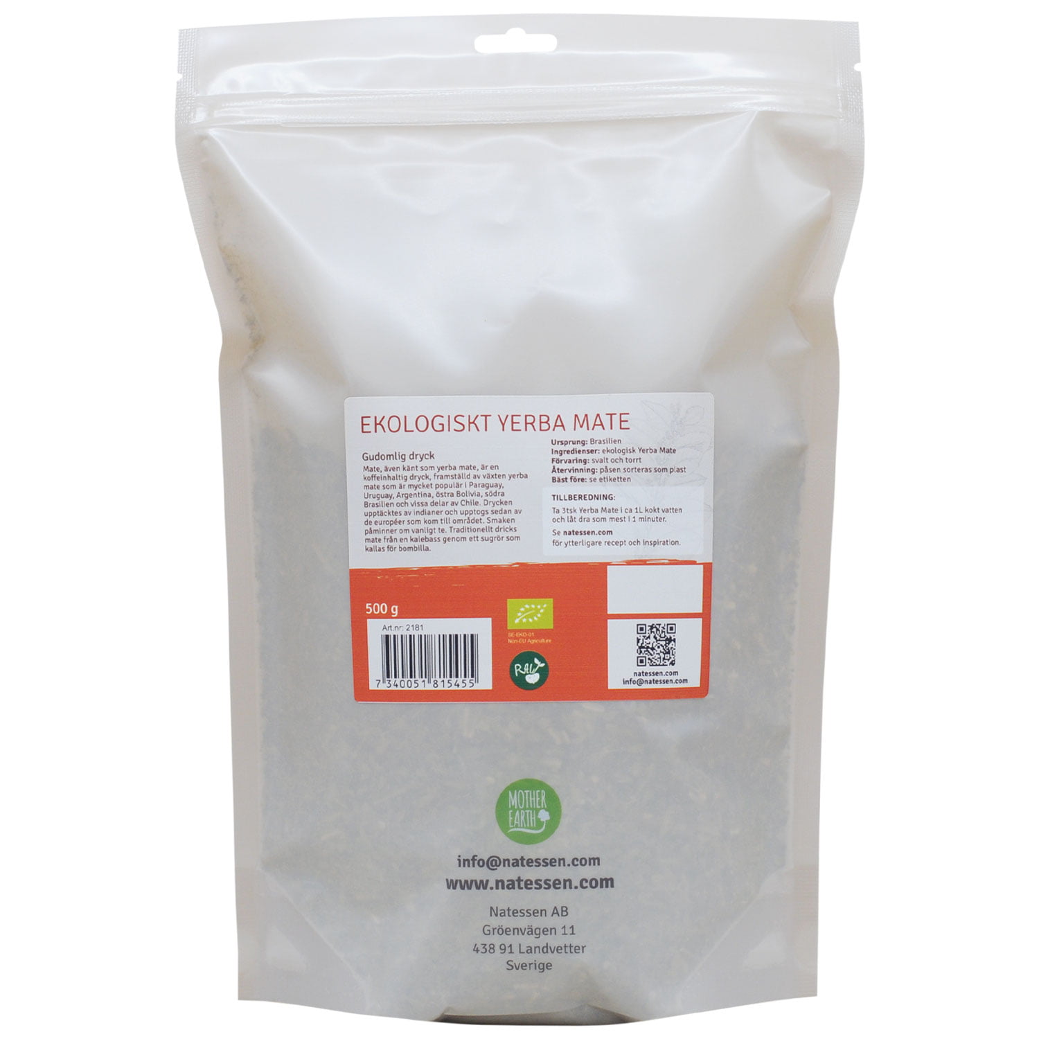 Mother Earth Yerba Mate Tradition RAW&EKO 500g - Bild 2