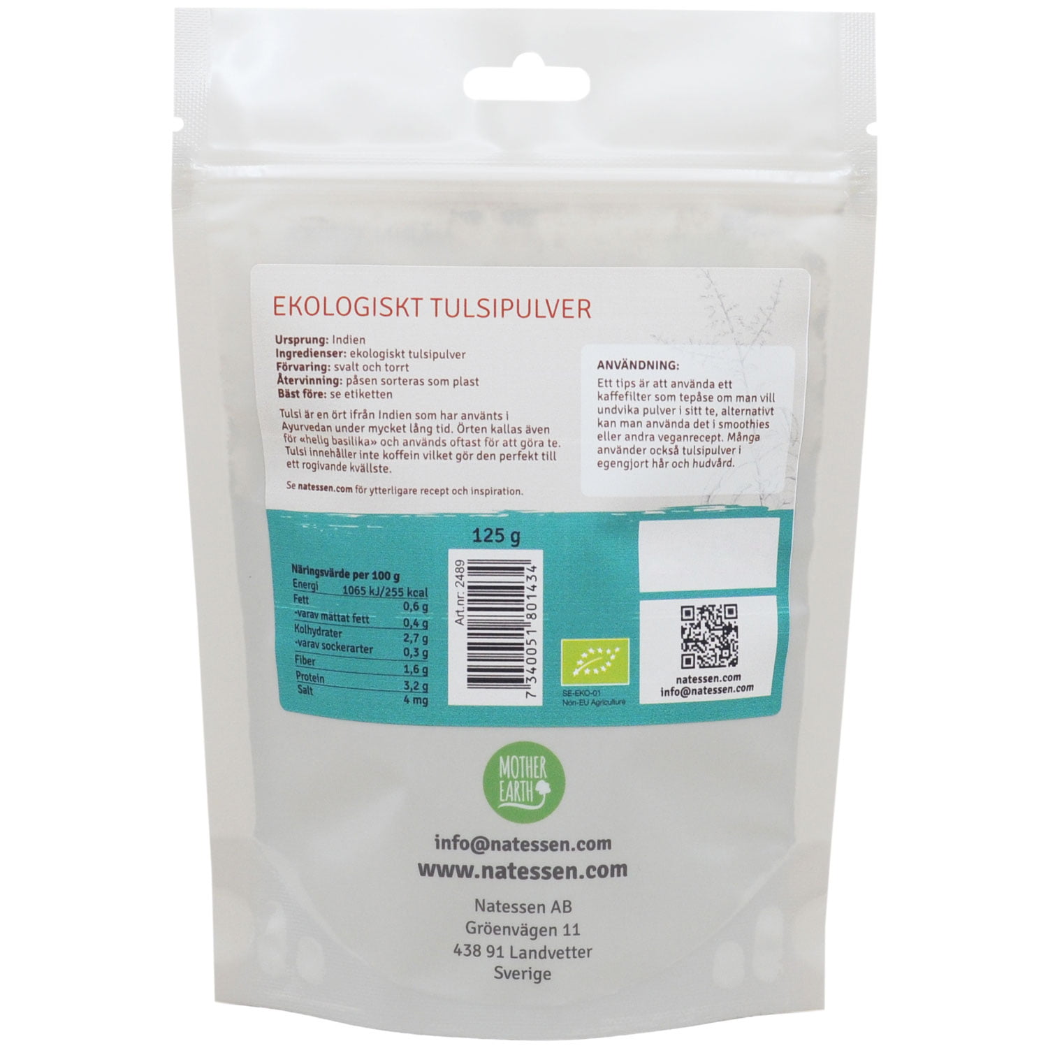 Mother Earth Tulsipulver EKO 125g - Bild 2