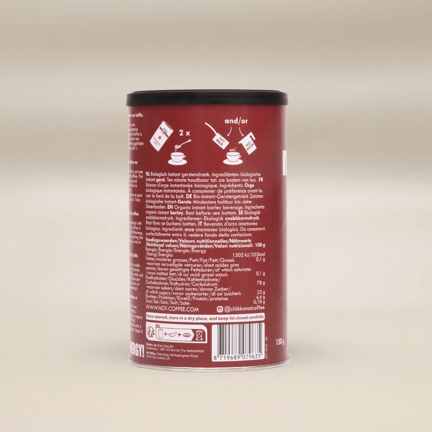 Chikko Not Coffee Kaffealternativ Instant Orzo 150g - Bild 2